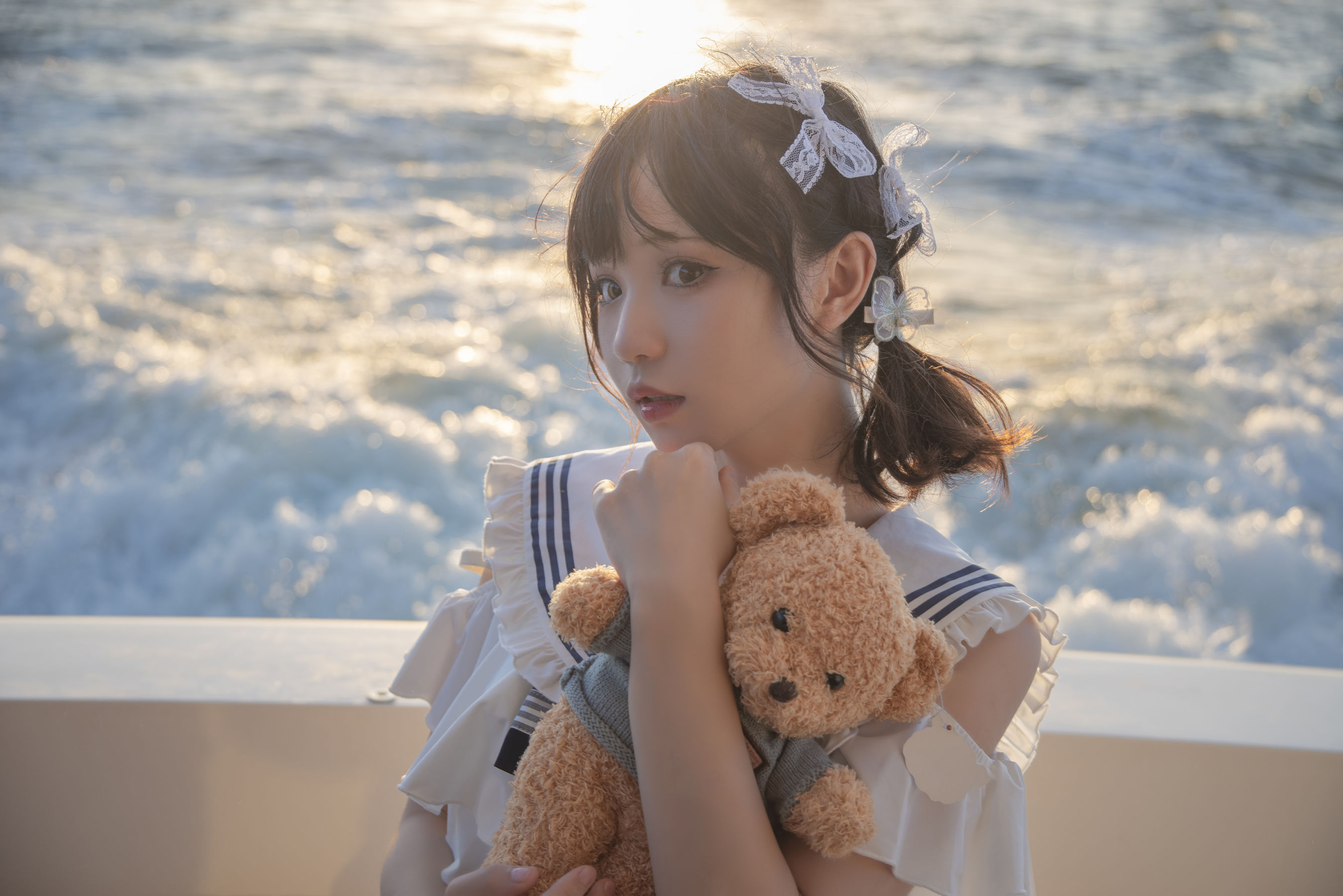 图片[1] - 花柒Hana - 三亚熊之海军风泳装 [12P] - 机器猫次元 - 机器猫次元