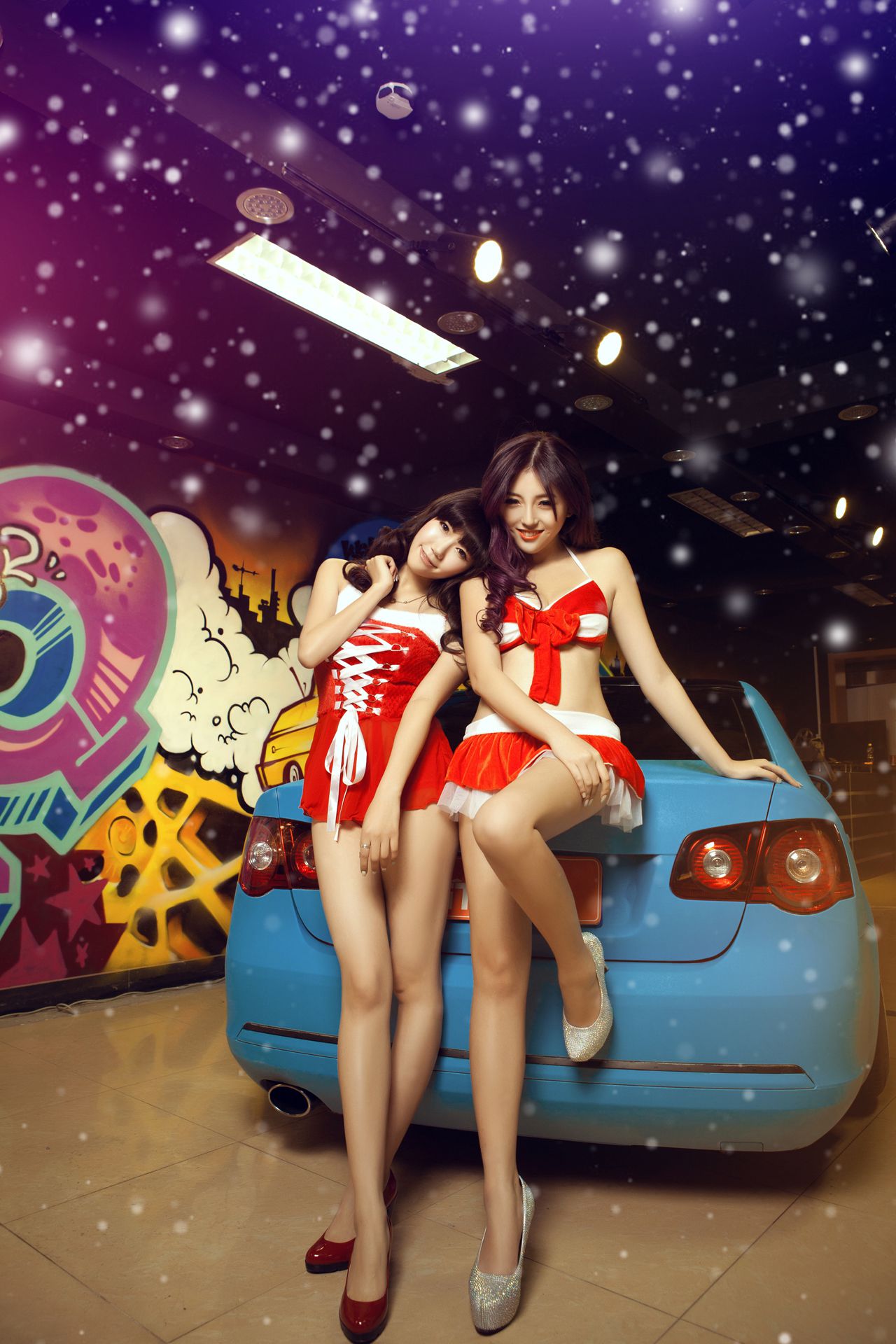 图片[1] - 甜美可爱姐妹花 - 圣诞香车魅影图片合集 [14P] - 机器猫次元 - 机器猫次元