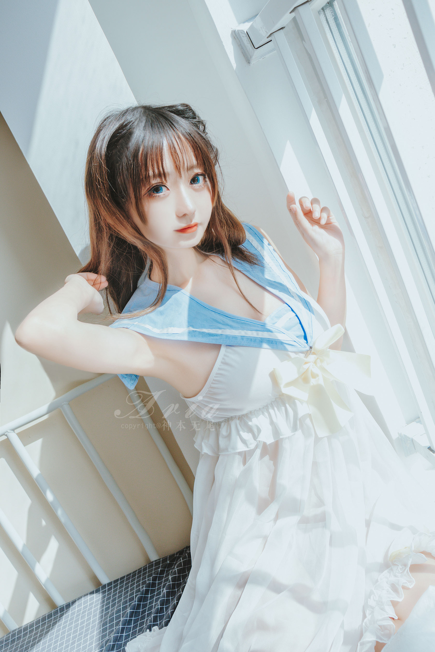 图片[4] - 神本无尾_Aria - 蓝色睡裙 [9P] - 机器猫次元 - 机器猫次元