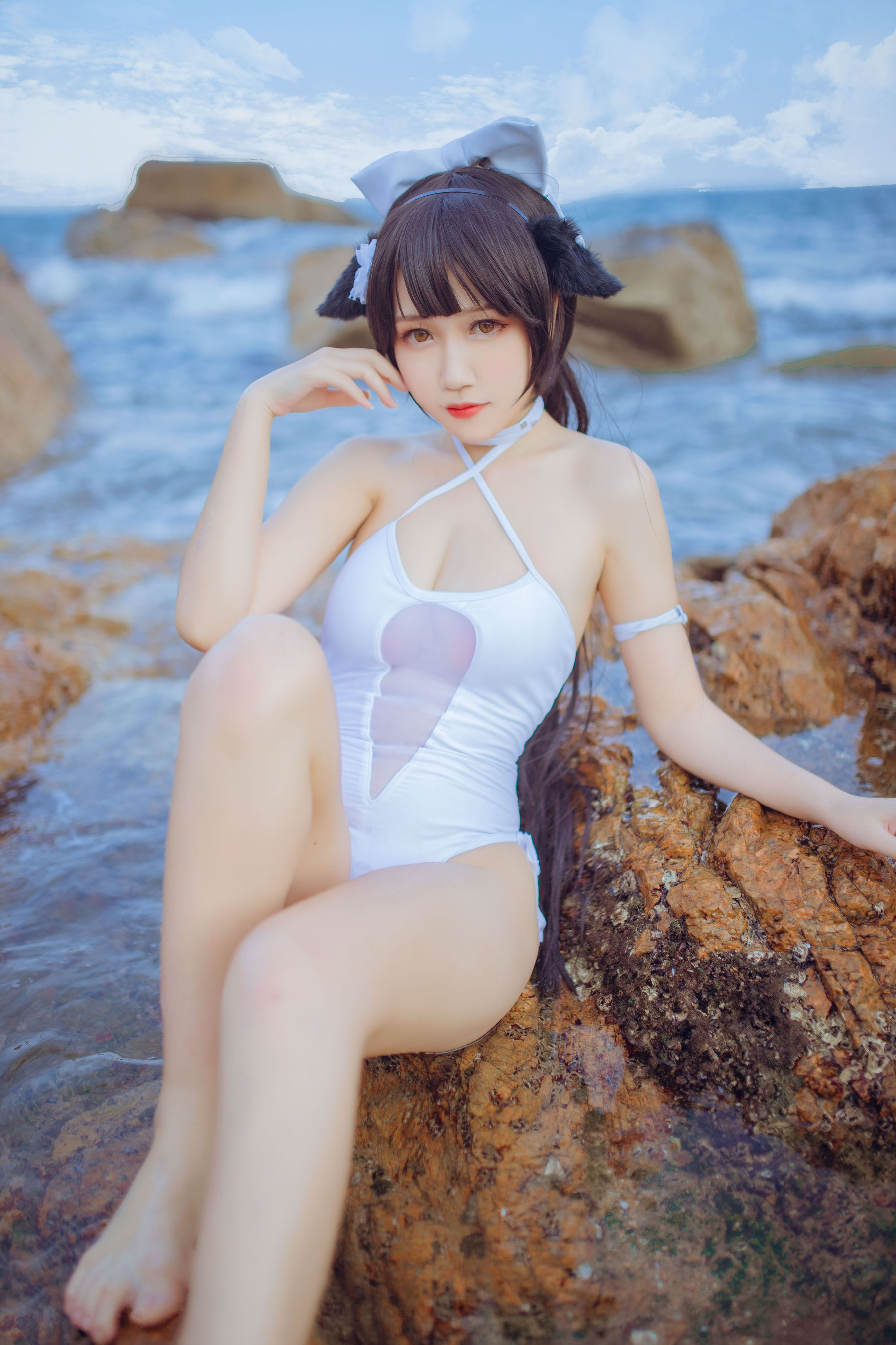 图片[1] - 抖娘-利世×不呆猫 獒犬海边泳装 [41P] - 机器猫次元 - 机器猫次元