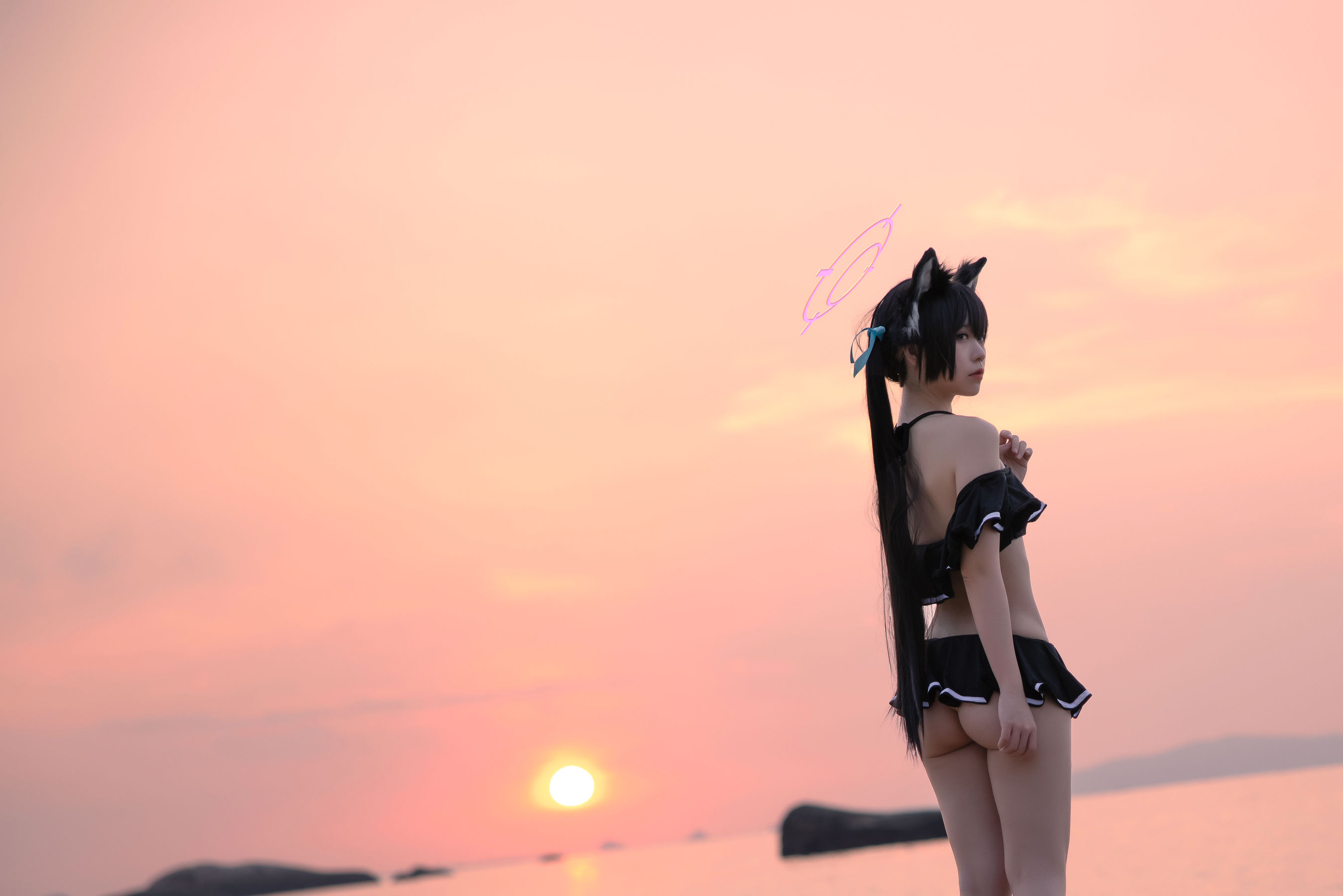 图片[1] - G44不会受伤 - 碧蓝档案 黑見芹香 海边泳装 [20P] - 机器猫次元 - 机器猫次元