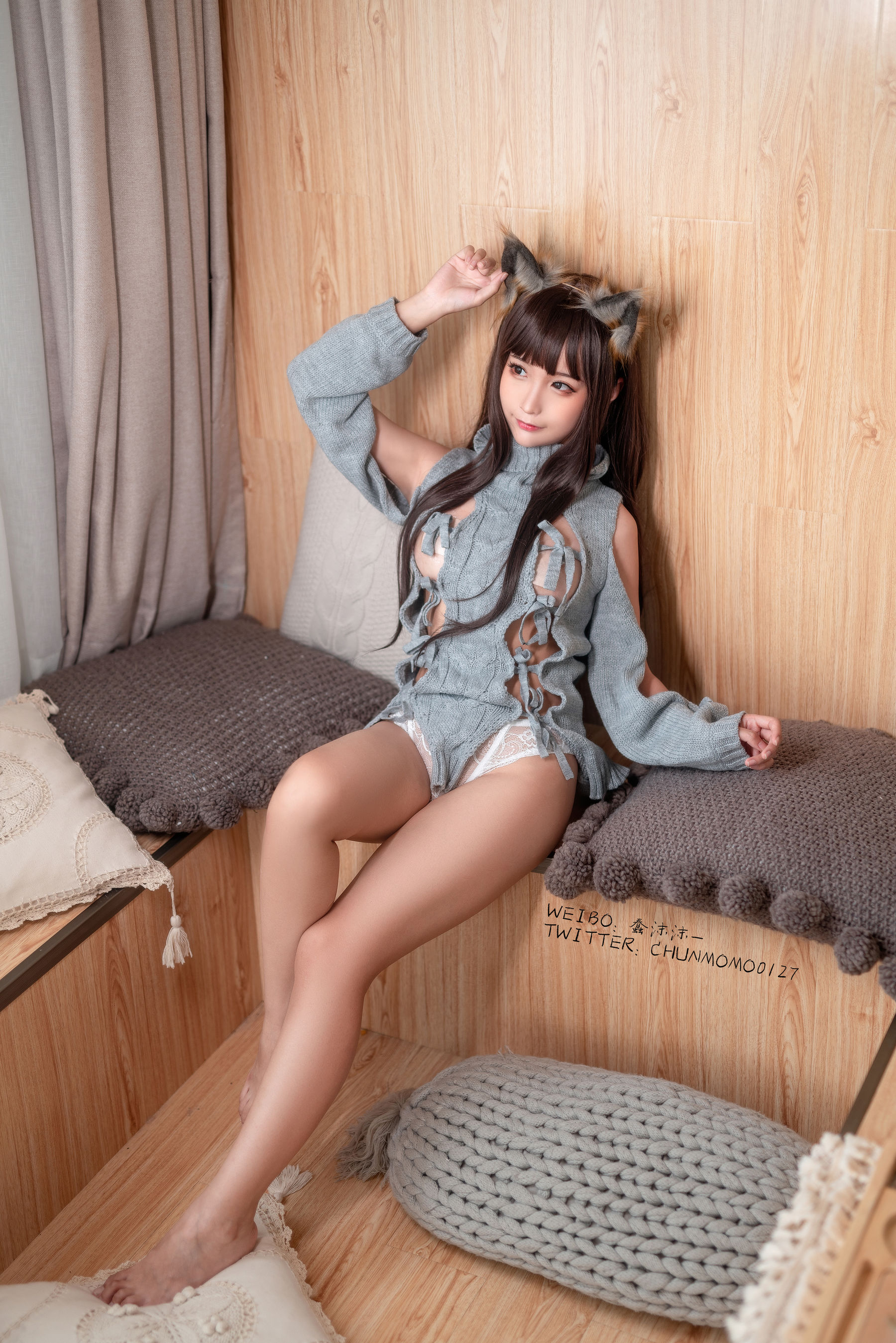 图片[3] - 蠢沫沫 - 灰露背毛衣 [40P] - 机器猫次元 - 机器猫次元