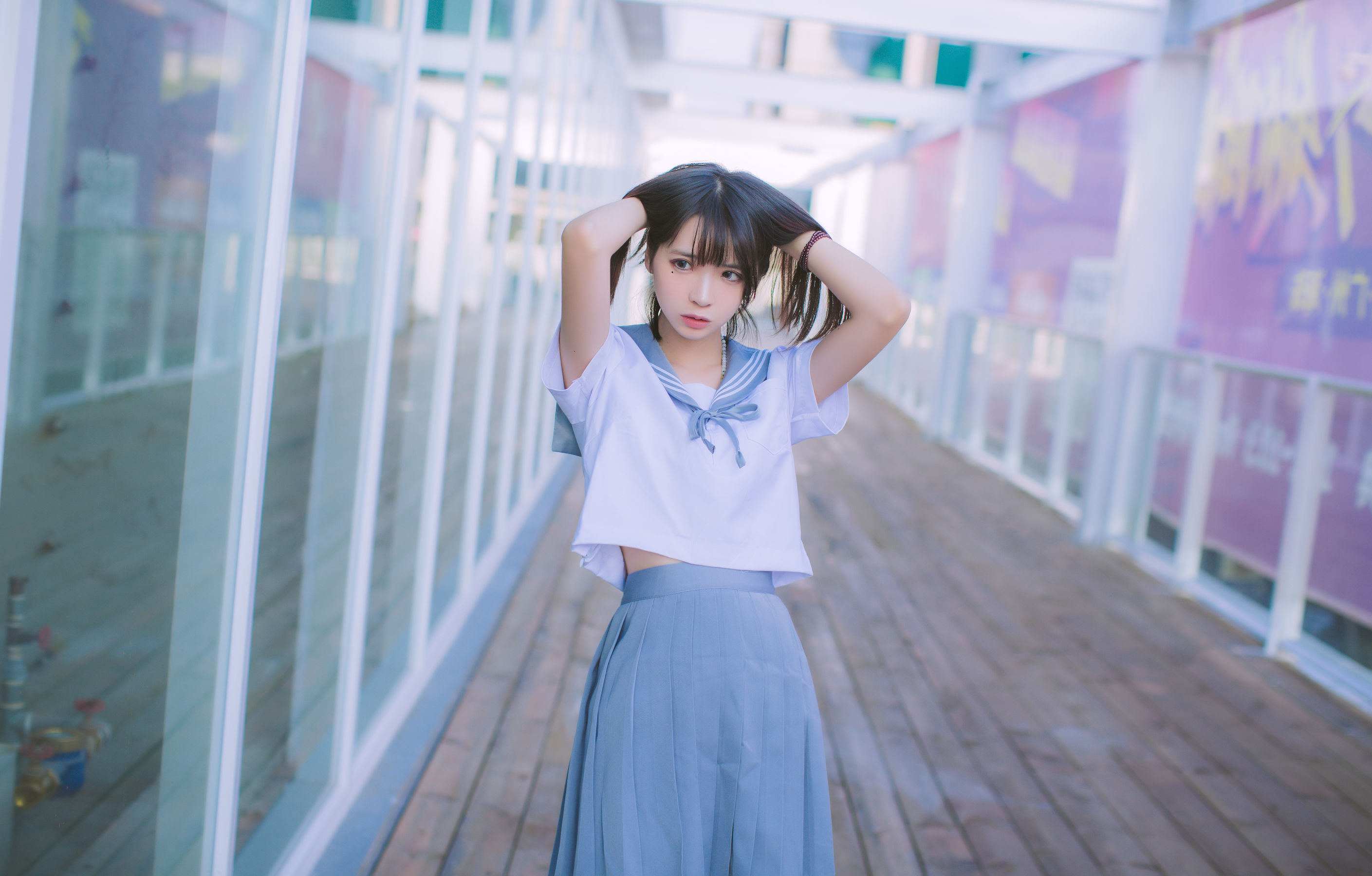图片[1] - 疯猫ss 海边蓝白水手服 [15P] - 机器猫次元 - 机器猫次元
