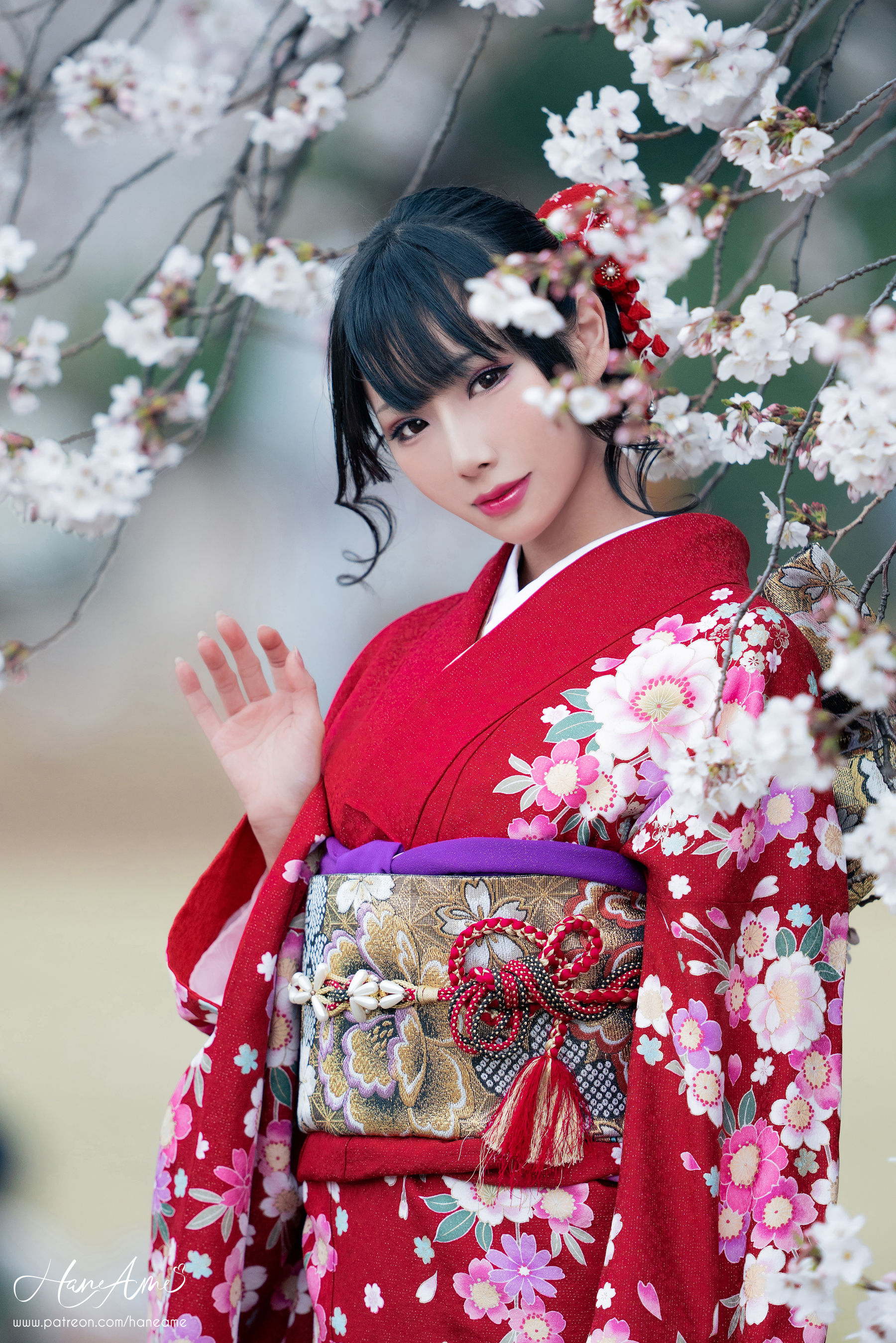 图片[2] - 雨波_HaneAme - 赤紅和服 [38P] - 机器猫次元 - 机器猫次元