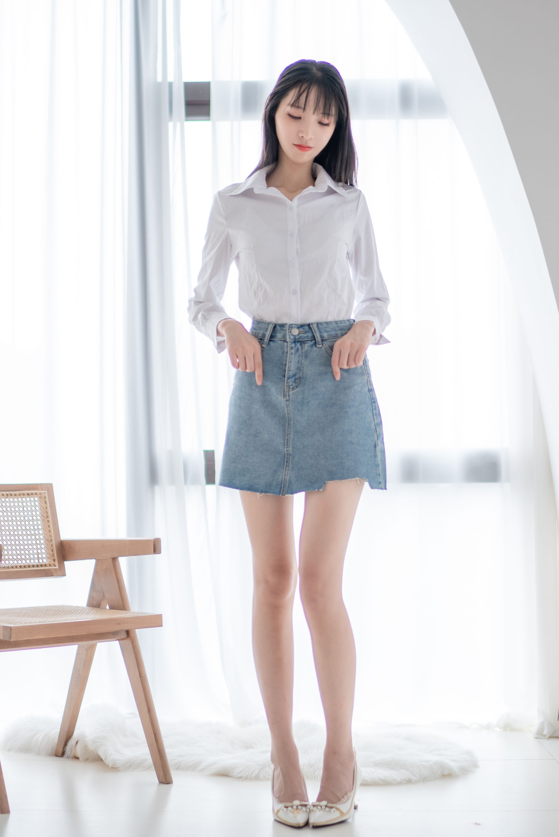 图片[1] - 清纯妹子西瓜 - 衬衫牛仔裙 [61P] - 机器猫次元 - 机器猫次元
