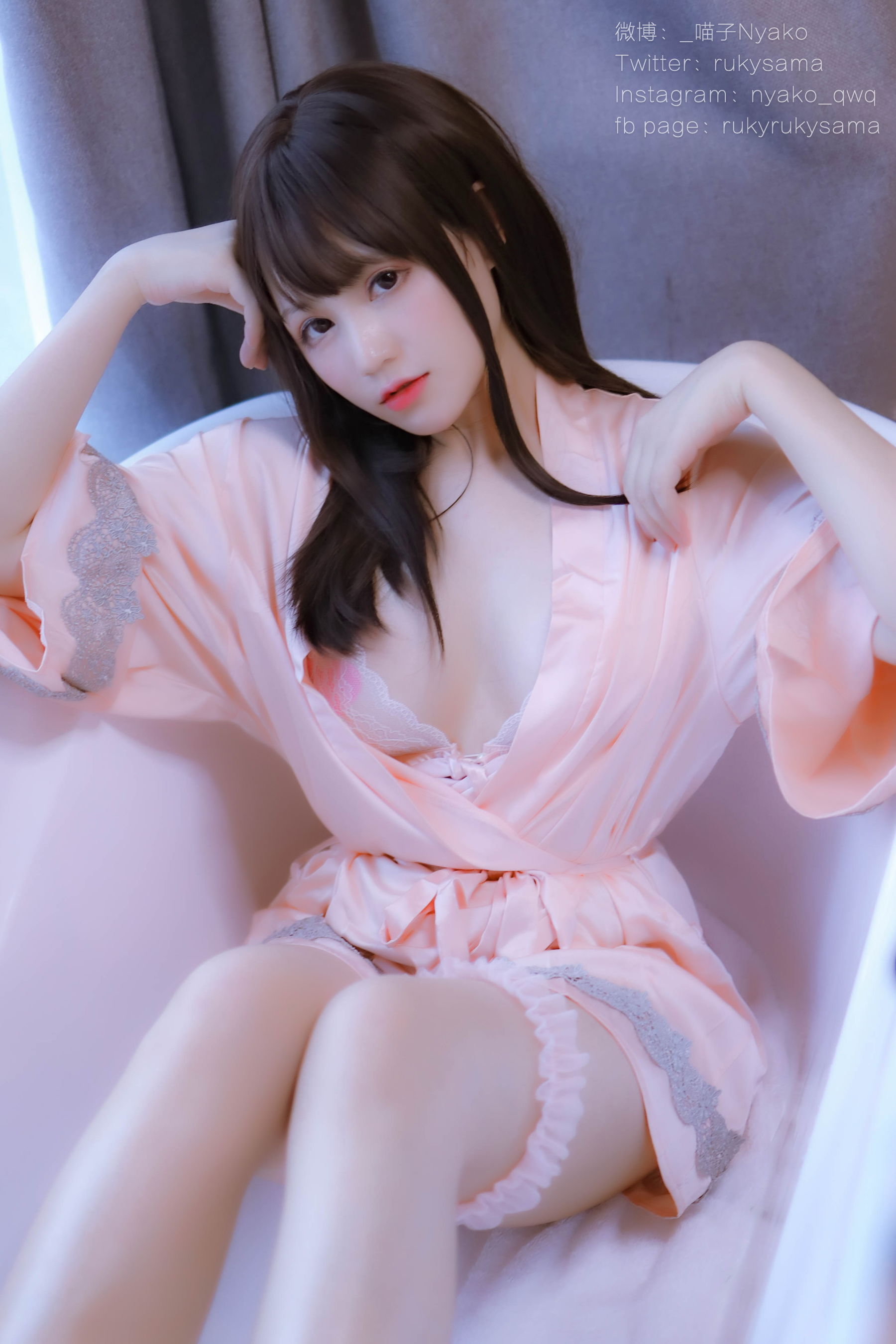 图片[5] - Nyako喵子 - 妄想彼女との同棲生活 之 粉嫩丝绸睡衣 [79P] - 机器猫次元 - 机器猫次元