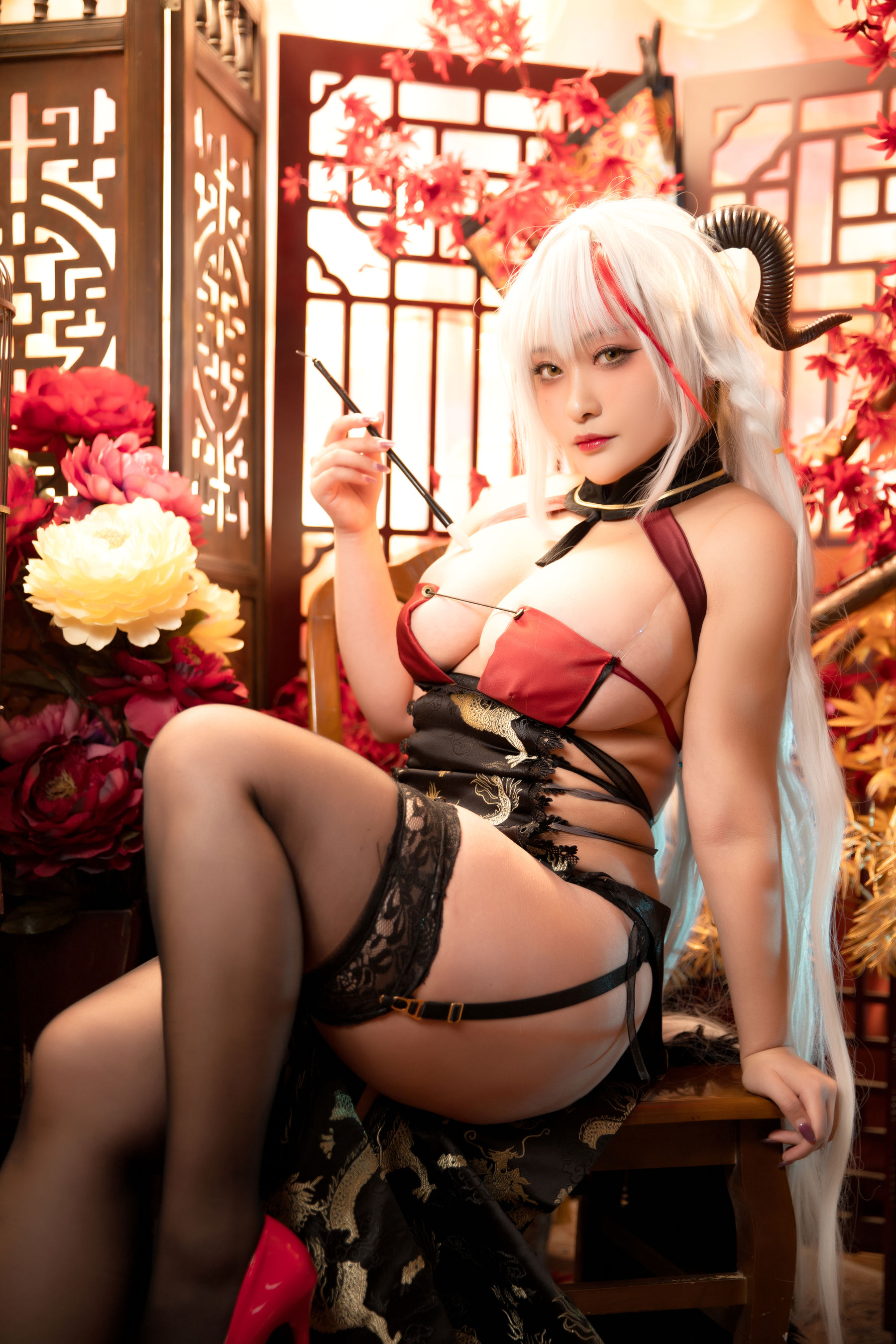 图片[4] - 洛璃LoLiSAMA - 埃吉尔旗袍 金龙腾祥云 [65P] - 机器猫次元 - 机器猫次元