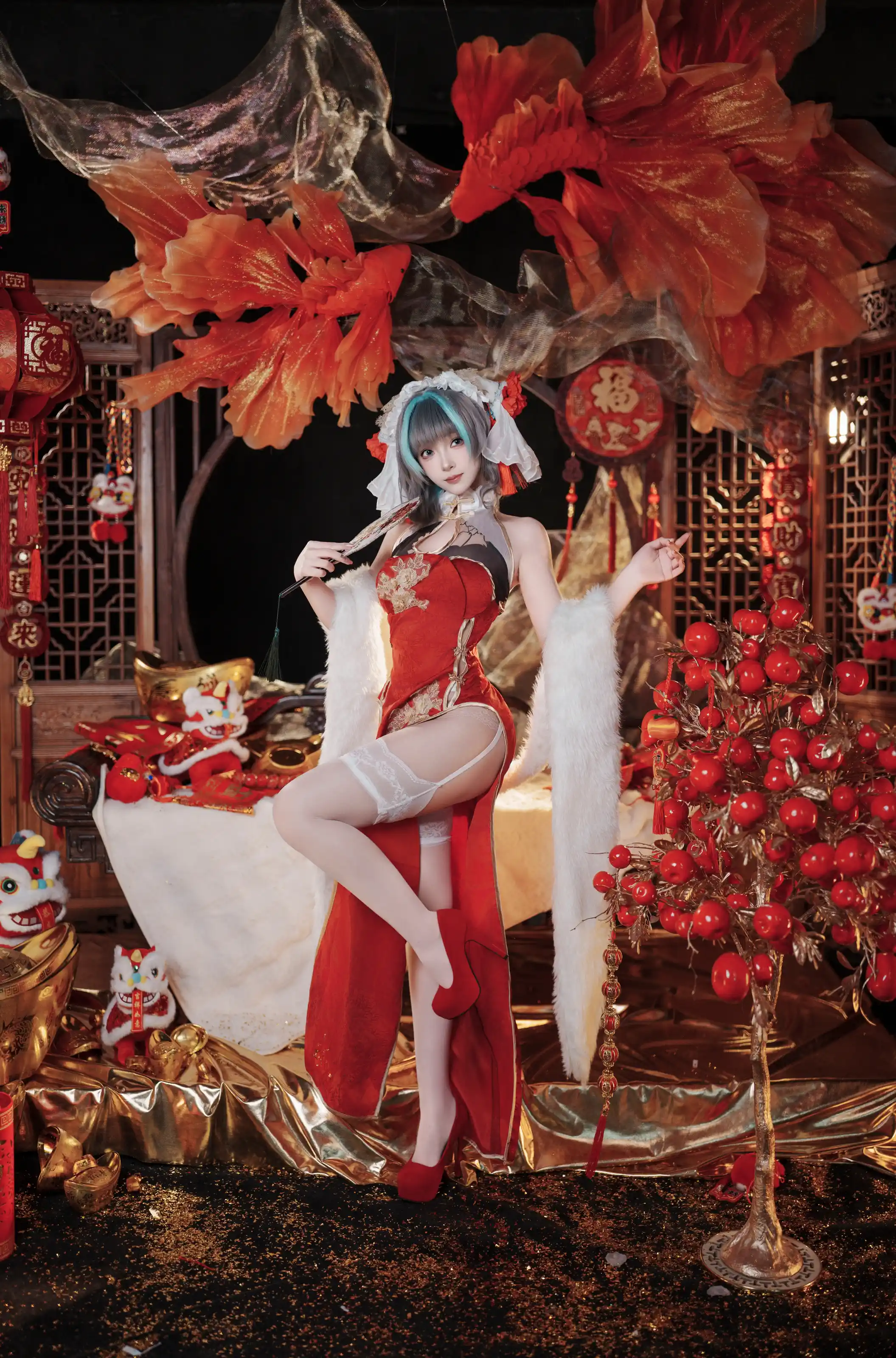 图片[3] - Bangni邦尼 - 碧蓝航线 柴郡新春旗袍 [81P] - 机器猫次元 - 机器猫次元