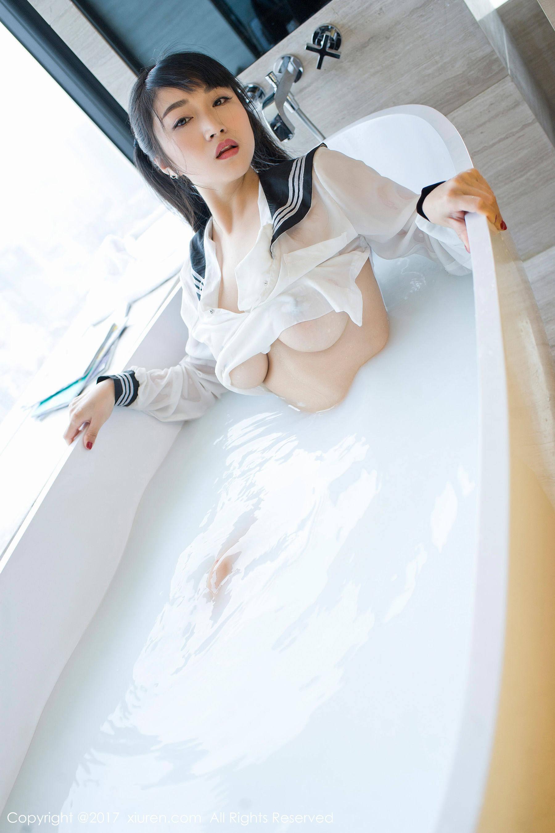 图片[6] - 盼盼龙女sunny《牛奶浴学生装+透明学生装+黑色乳贴》 秀人 NO.853 - 机器猫次元 - 机器猫次元