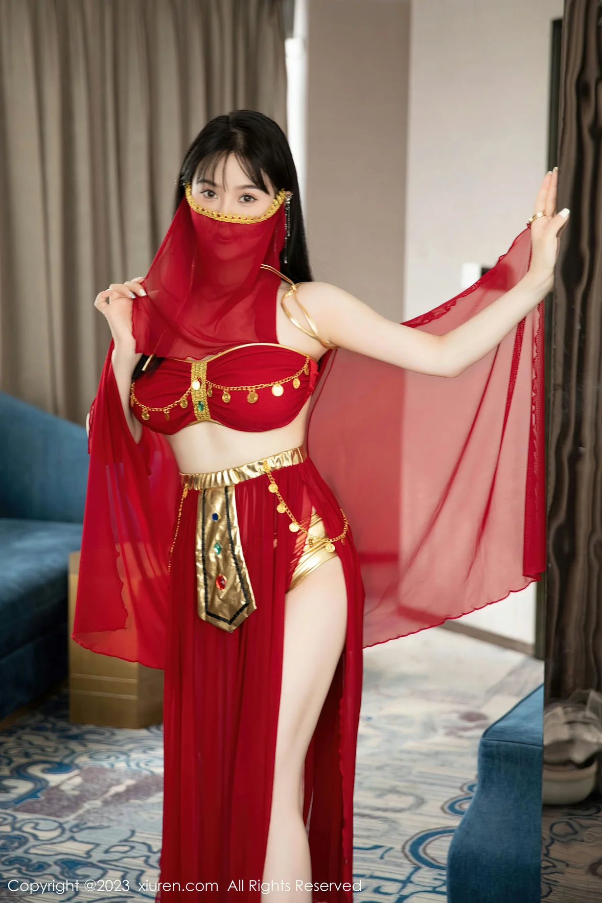 图片[8] - XiuRen 秀人 No.7103 柚琪Rich 红色西域舞服性感写真 [74P] - 机器猫次元 - 机器猫次元