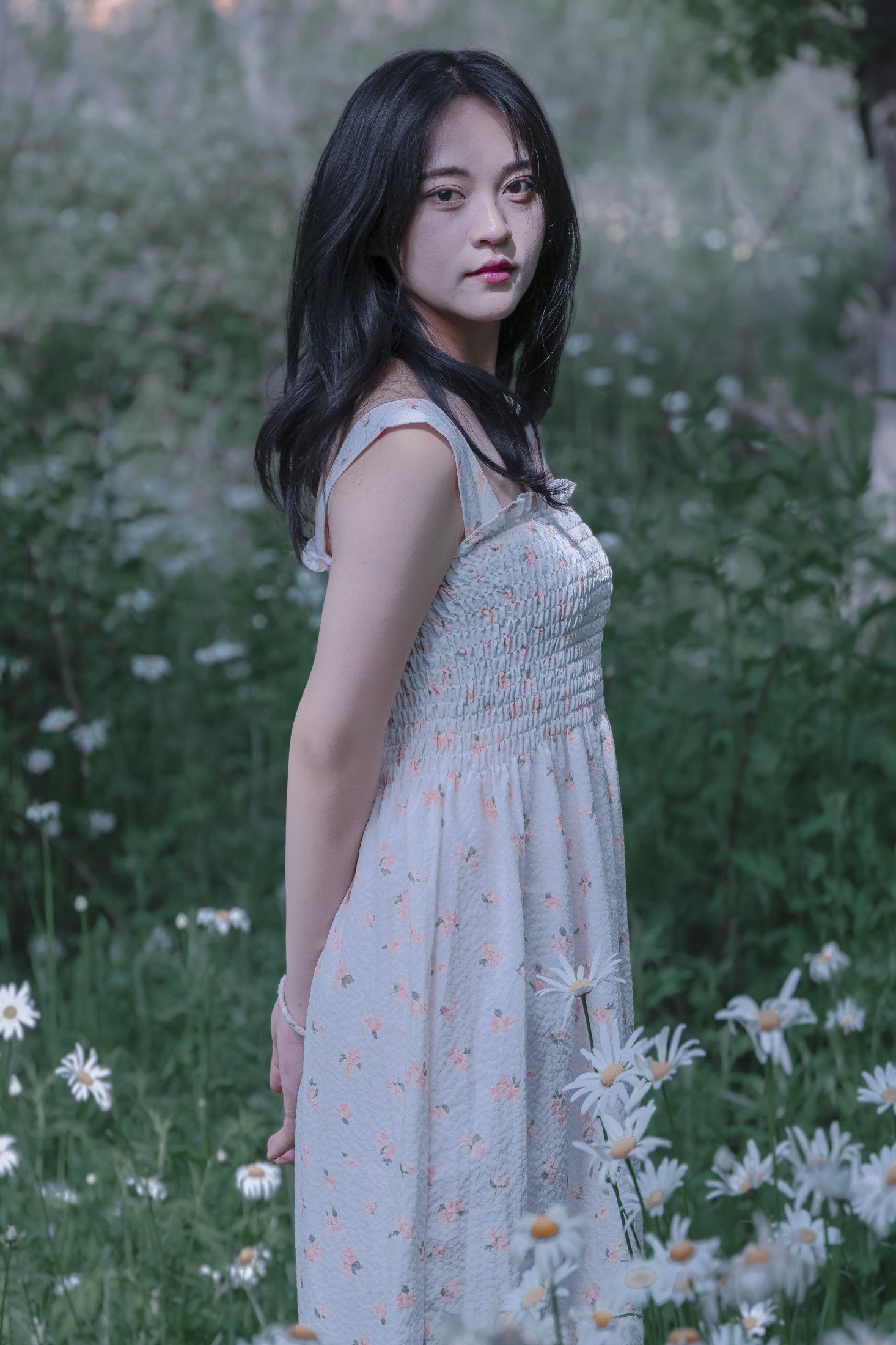 图片[1] - 《草地白菊花白衣性感女子写真》[34P] - 机器猫次元 - 机器猫次元