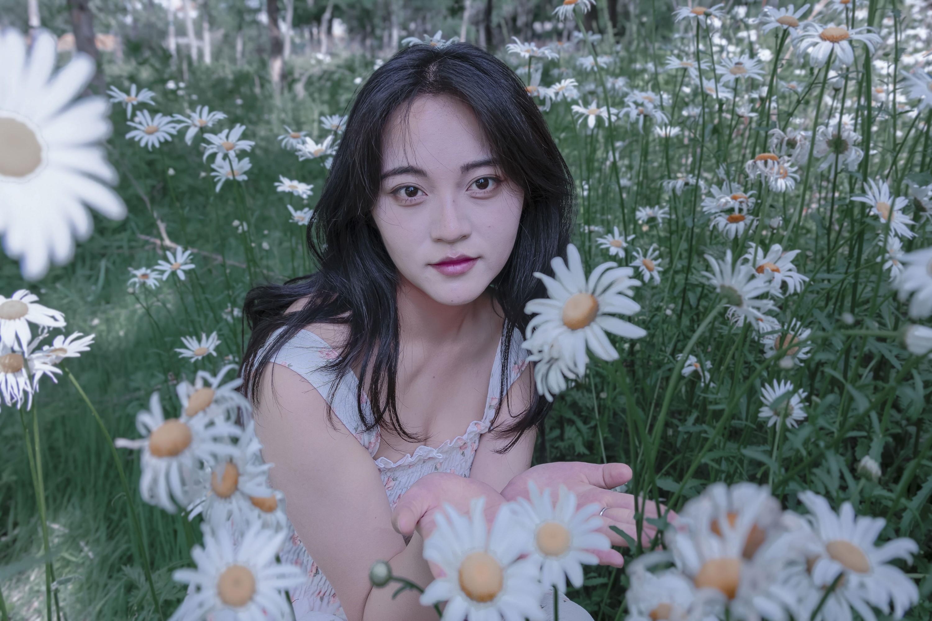 图片[4] - 《草地白菊花白衣性感女子写真》[34P] - 机器猫次元 - 机器猫次元
